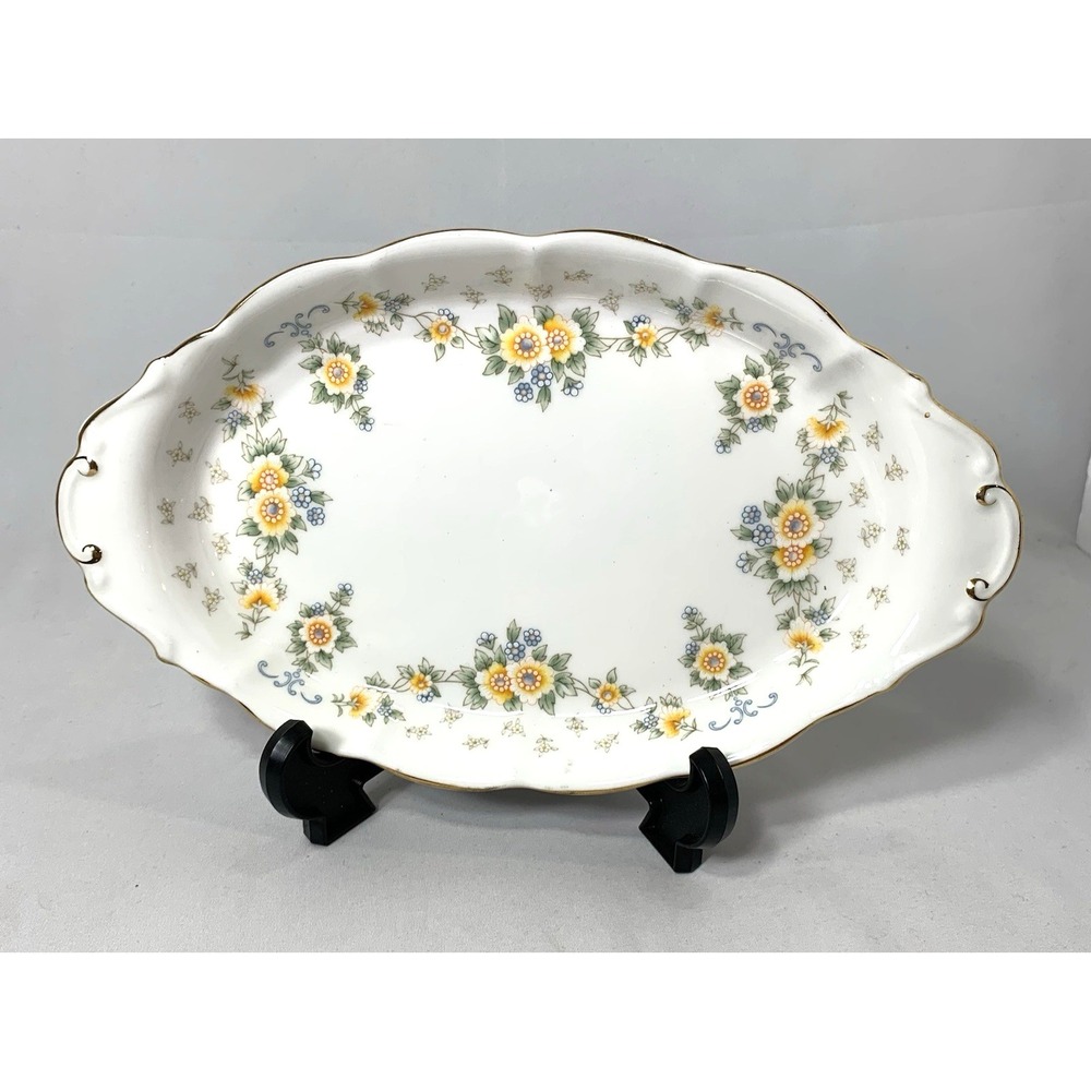 Royal Albert Bronte Oval Dish‎ Tray Small Yellow Floral Bone China 10" X 5.5"